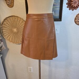 A New Day Tan Faux Leather Mini Skirt
